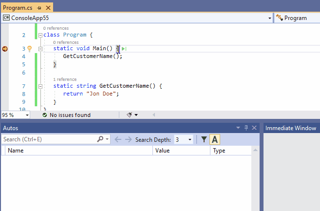 View the value returned by a function